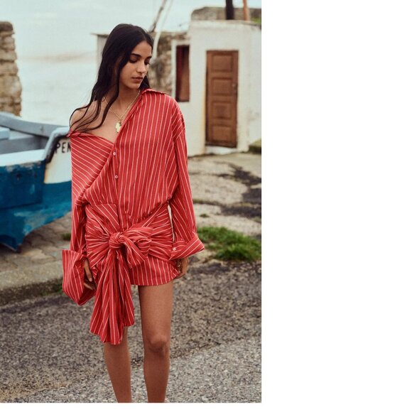 Anthropologie Red Striped Mini Dress - Picture 1 of 5